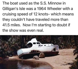 SS Minnow stranded on an island