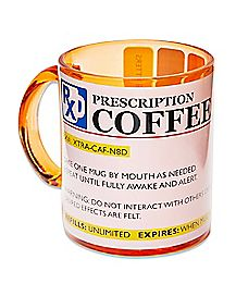 coffee mug looks like a prescription bottle